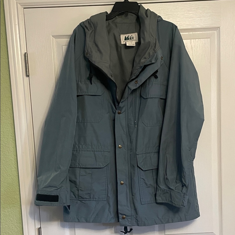 REI Men's Medium Weight Blue Raincoat Large Tall